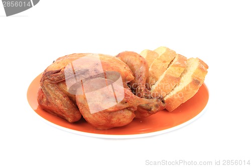 Image of grilled chicken and bread isolated
