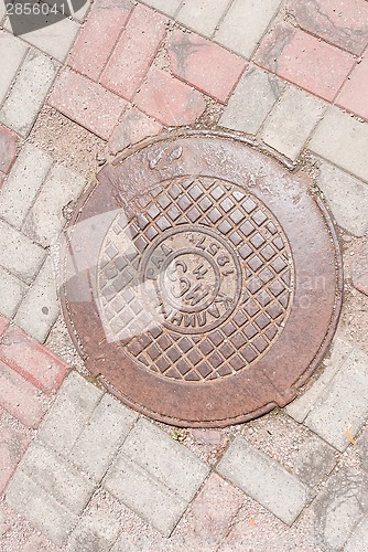 Image of Old manhole in Kaliningrad. Russia