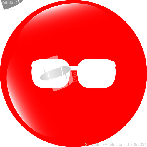 Image of glasses sign icon. Eyeglass frame symbol. web shiny button