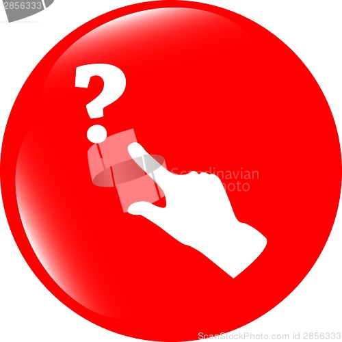 Image of Question mark sign icon with people hand. Help symbol. FAQ sign. style buttons