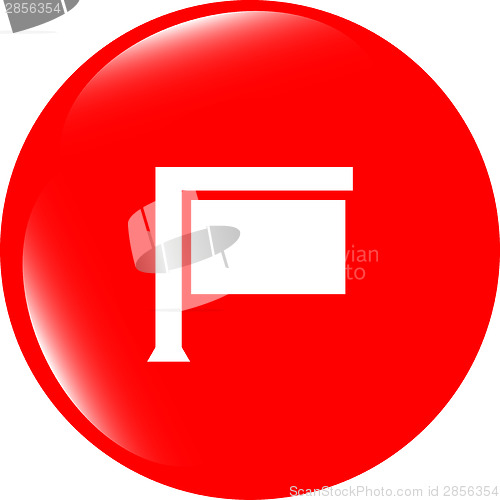 Image of board sign on web icon, button isolated on white