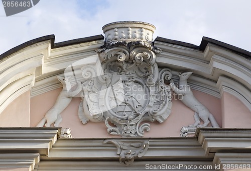 Image of Coat of arms. Vintage detail of facade