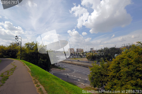 Image of View on a river band Yauza