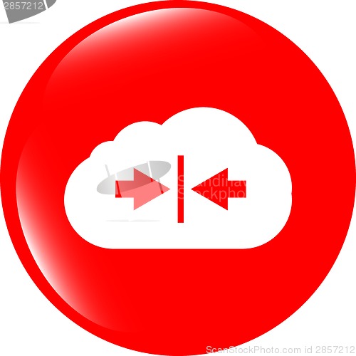 Image of abstract cloud icon. Upload button. Load symbol. Round button