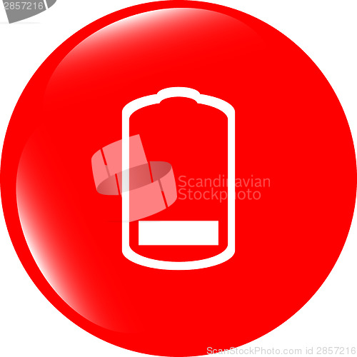 Image of Battery low level sign icon. Electricity symbol. Modern UI website button