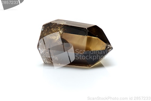 Image of smokey quartz crystal over white