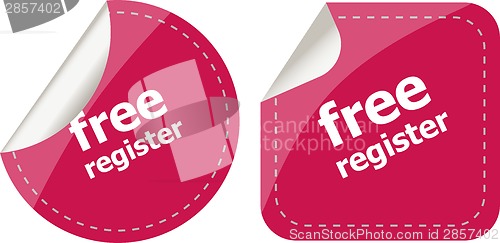 Image of stickers label set business tag with free register word
