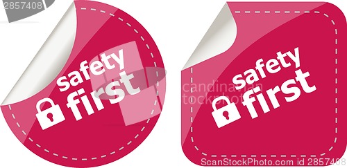 Image of Secure lock sign label isolated on white, safety first