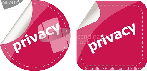 Image of stickers label set business tag with privacy word