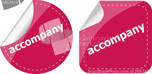 Image of accompany stickers set on white, icon button