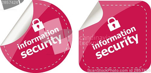 Image of information security stickers label tag set isolated on white