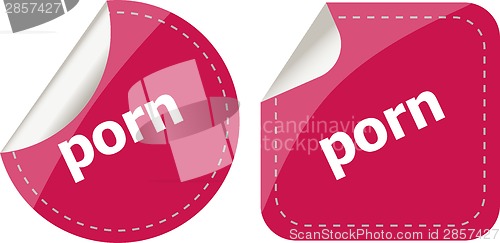 Image of porn stickers set on white, icon button isolated on white