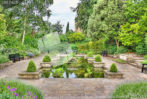 Image of Idyllic garden with pond