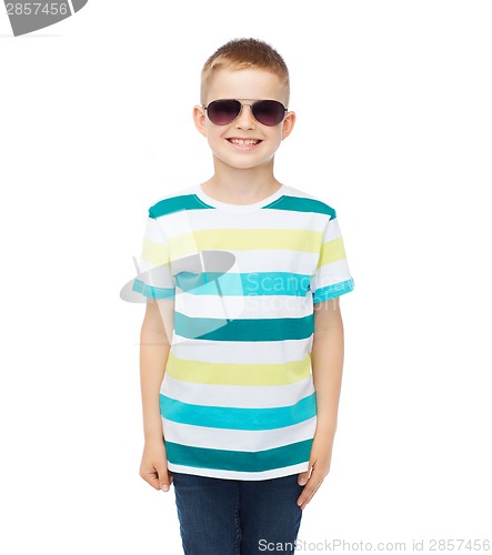 Image of smiling cute little boy in sunglasses