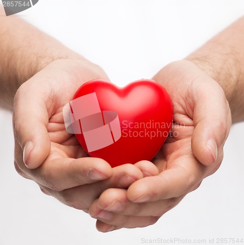 Image of male hands with small red heart