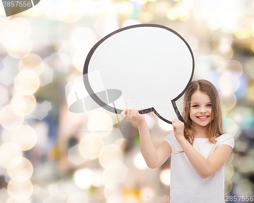 Image of smiling little girl with blank text bubble