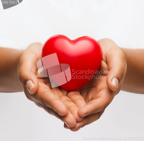 Image of female hands with small red heart