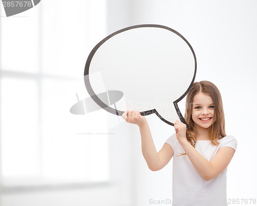 Image of smiling little girl with blank text bubble