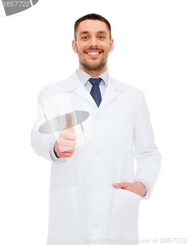 Image of smiling male doctor showing thumbs up