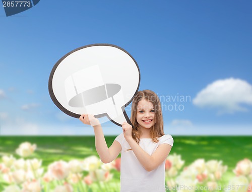 Image of smiling little girl with blank text bubble