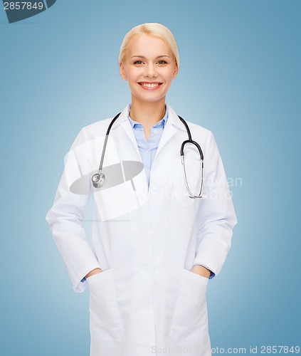 Image of smiling female doctor with stethoscope