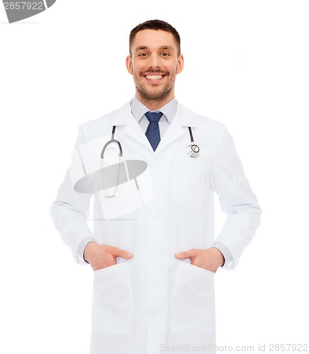 Image of smiling male doctor with stethoscope