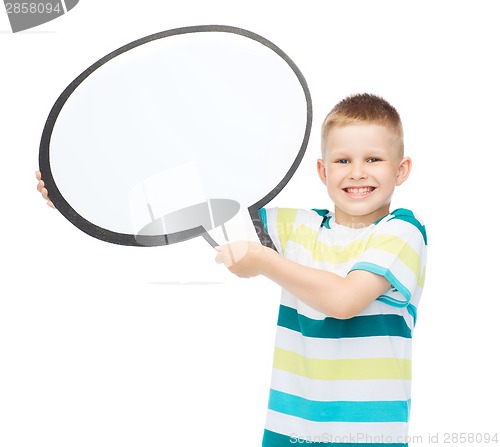 Image of smiling little boy with blank text bubble