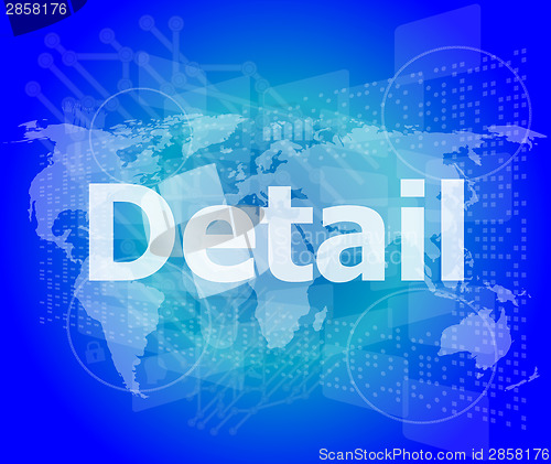 Image of The word detail on digital screen, business concept