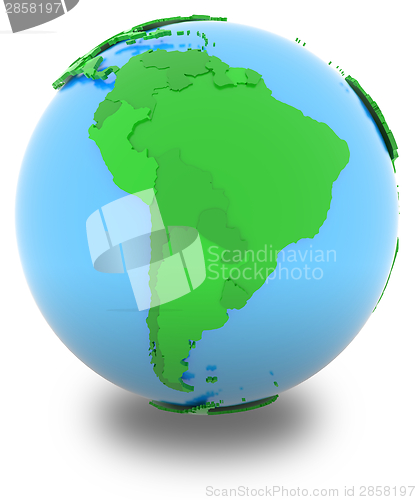 Image of South America on the globe