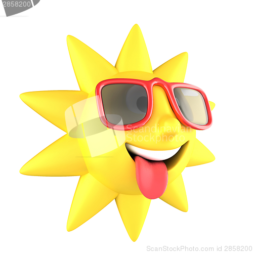 Image of Sun with sunglasses smiling