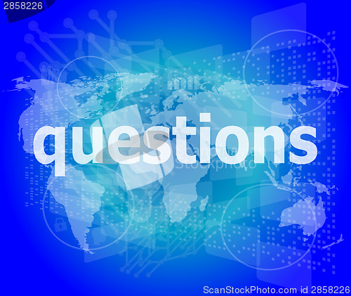 Image of Education concept: words Questions on digital background