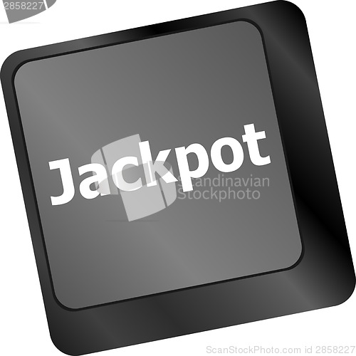 Image of key on a computer keyboard with the words jackpot