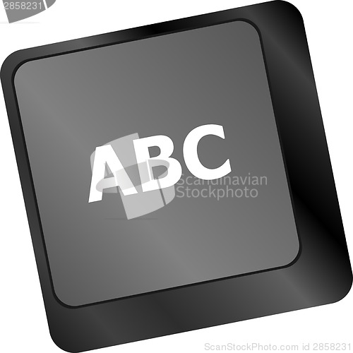Image of computer keyboard with abc button - social concept