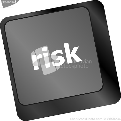 Image of risk management keyboard key showing business insurance concept