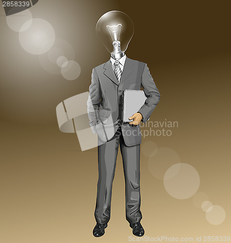 Image of Vector Lamp Head Businessman With Laptop