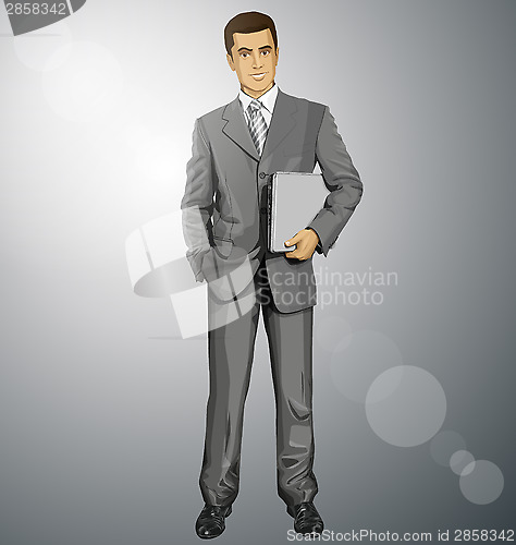 Image of Vector Businessman With Laptop
