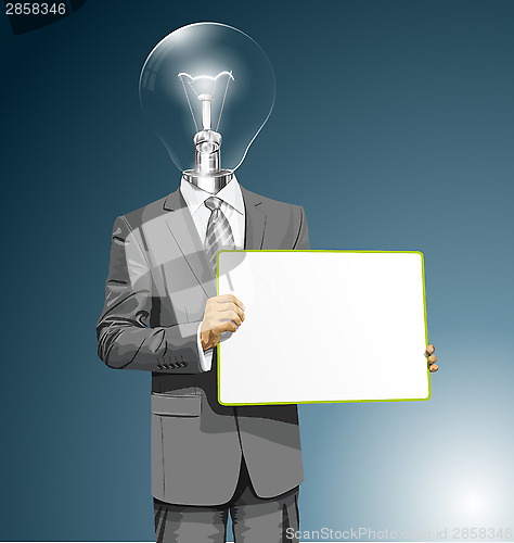 Image of Vector Lamp Head Business Man with Empty Write Board