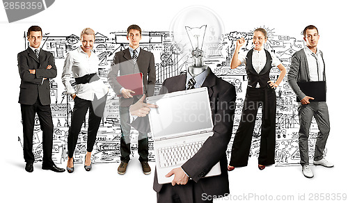 Image of Business Team With Lamp Head