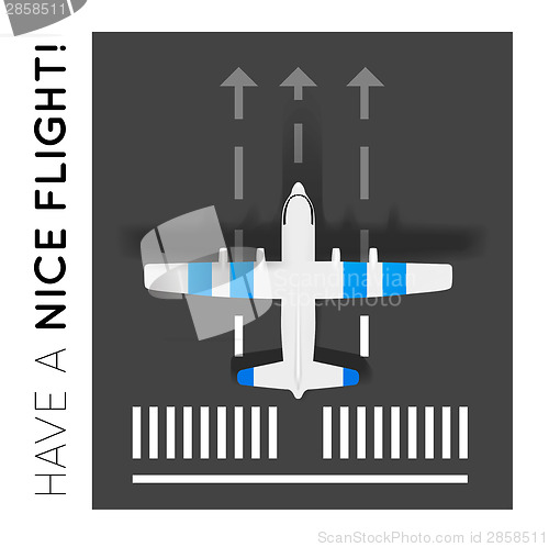 Image of Plane on the runway at the airport. Top view