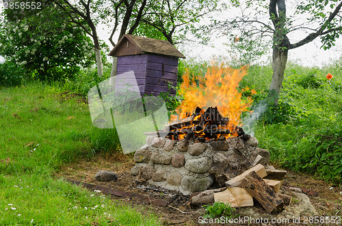 Image of fireplaces ease burn a pile of dry branches 