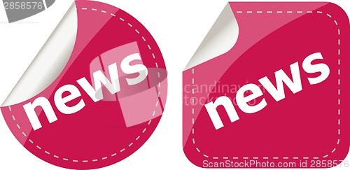 Image of news stickers set on white, icon button