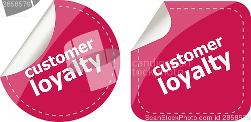 Image of customer loyalty stickers set on white, icon button isolated on white