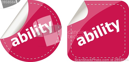 Image of ability word stickers set icon button isolated on white