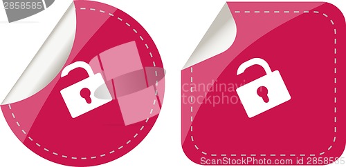 Image of stickers set isolated on white with padlock, security concept