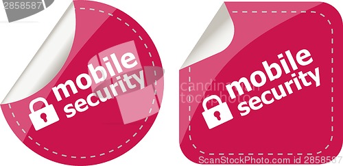 Image of mobile security stickers label tag set isolated on white