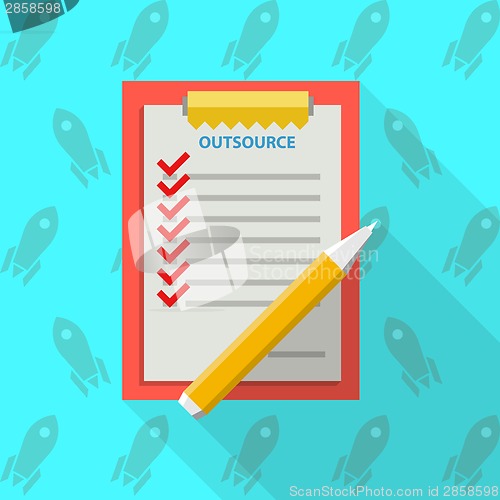Image of Flat vector illustration of clipboard for outsource