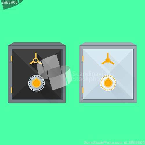 Image of Flat vector illustration of safes