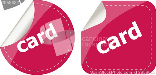 Image of card word stickers set, web icon button