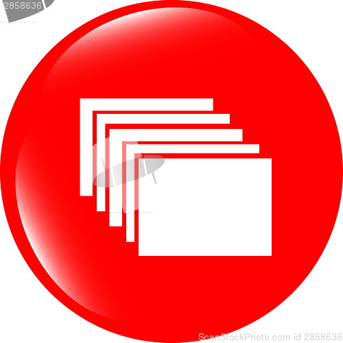 Image of folders on web icon, button isolated on white