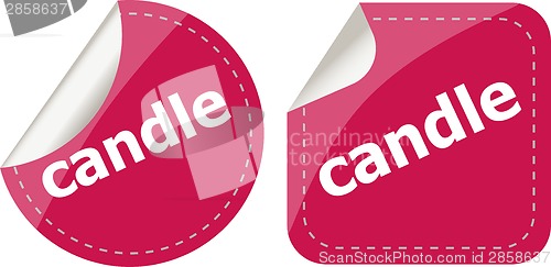 Image of candle word stickers set, web icon button